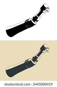 Stylized vector illustrations of contra angle handpiece