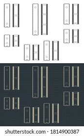 Stylized vector illustrations of different microcircuits and microcontrollers in standard DIP packages