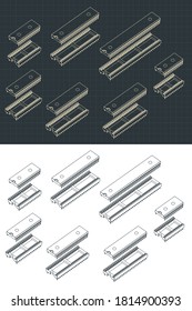 Stylized vector illustrations of different microcircuits and microcontrollers in standard DIP packages
