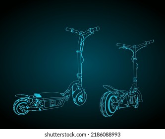 Ilustraciones vectoriales estilizadas de dibujos de scooter desecado