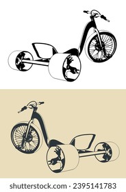 Stylized vector illustrations of drift trike