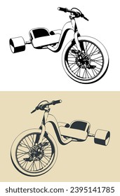 Stylized vector illustrations of drift trike