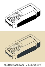 Stilisierte Vektorillustrationen eines elektronischen Kassenterminals