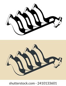 Ilustraciones vectoriales estilizadas del colector de escape