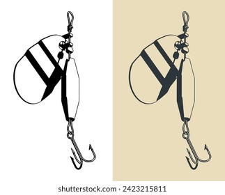Stylized vector illustrations of fishing lure
