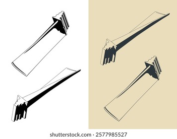 Stylized vector illustrations of gas turbine blades