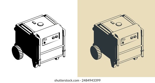 Stilisierte Vektorillustrationen des Benzingenerators