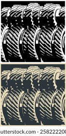 Stylized vector illustrations of gearbox mechanisms close-up