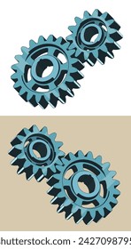 Stylized vector illustrations of gears