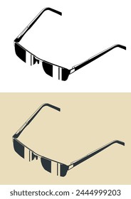 Stylized vector illustrations of a glasses