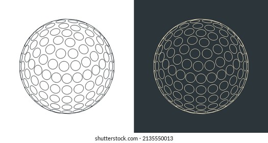 Stylized vector illustrations of golf ball