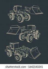 Stylized vector illustrations of Heavy loader drawings