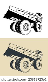 Stilvolle Vektorgrafiken von riesigen Minenabzug-LKW
