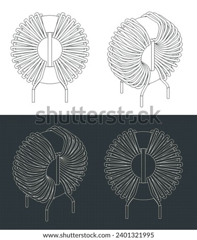 Stylized vector illustrations of inductor drawings