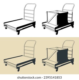 Ilustraciones vectoriales estilizadas de carrito de mano industrial