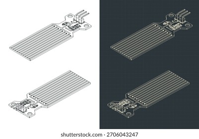 Ilustraciones vectoriales estilizadas de dibujos isométricos del sensor de nivel de agua Arduino