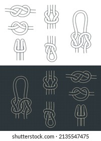 Stylized vector illustrations of knots mini set