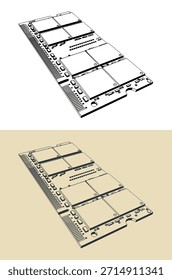 Stylized vector illustrations of laptop RAM module