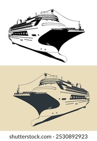 Ilustraciones vectoriales estilizadas de un Grande crucero