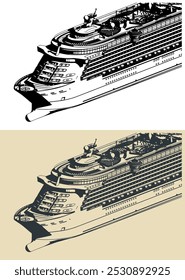 Ilustraciones vectoriales estilizadas de un Grande crucero