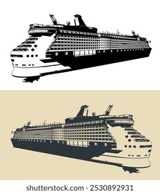 Ilustraciones vectoriales estilizadas de un Grande crucero