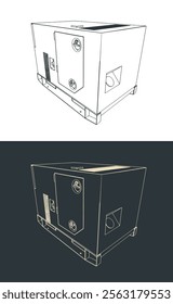 Stylized vector illustrations of military generator