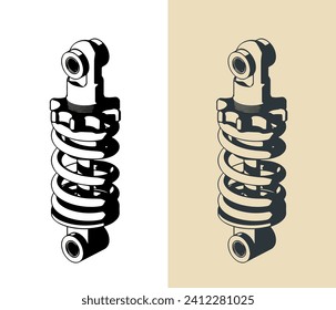 Ilustraciones vectoriales estilizadas de un amortiguador de bicicletas de montaña