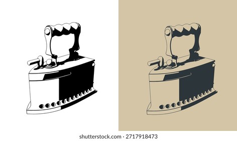 Ilustrações vetoriais estilizadas de ferro velho a carvão