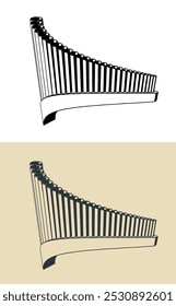 Stylized vector illustrations of a pan flute