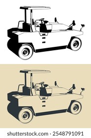 Ilustraciones vectoriales estilizadas del rodillo neumático de la carretera