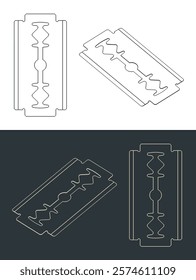 Stylized vector illustrations of a razor blade