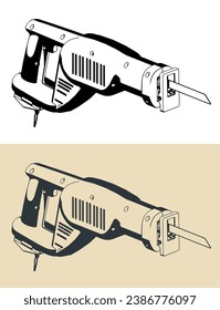 Ilustraciones vectoriales estilizadas de sierra recíproca