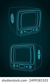 Ilustraciones vectoriales estilizadas de un televisor retro