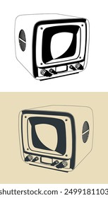 Ilustraciones vectoriales estilizadas de un televisor retro