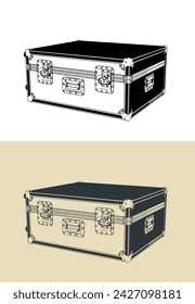 Stylized vector illustrations of road case for stage equipment