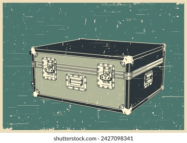 Stylized vector illustrations of road case for stage equipment retro poster style