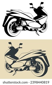 Stylized vector illustrations of scooter for everyday city driving close up