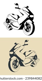 Stylized vector illustrations of scooter for everyday city driving