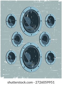Ilustraciones vectoriales estilizadas de los altavoces cartel retro