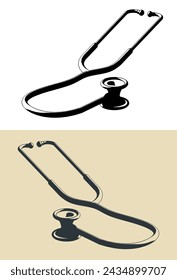 Stylized vector illustrations of a stethoscope