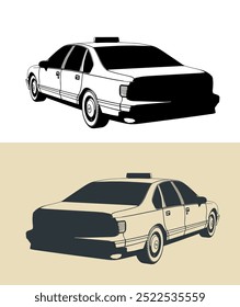 Ilustraciones vectoriales estilizadas de un taxi