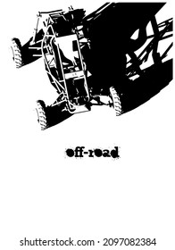 Stylized vector illustrations template on the theme of off-road buggy racing