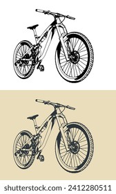 Ilustraciones vectoriales estilizadas de una bicicleta de senda