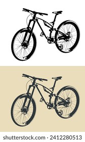 Stylized vector illustrations of a trail bike