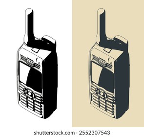 Ilustrações vetoriais estilizadas de um walkie talkie