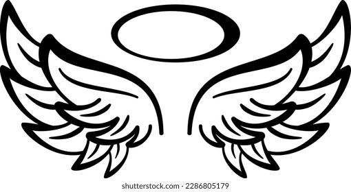 Stylized vector image of the angels   wings