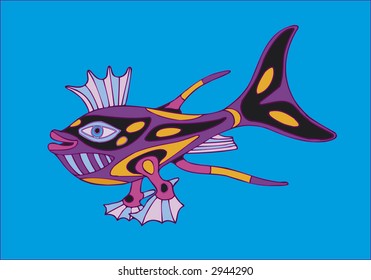 The stylized vector image of a fantastic fish