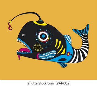 The stylized vector image of a fantastic fish