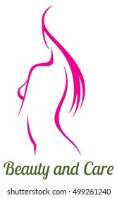 Stylized vector image of a female figure beautiful blank for a beauty salon or spa