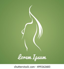 Imagen vectorial estilizada de una figura femenina hermosa en blanco para un salón de belleza o spa